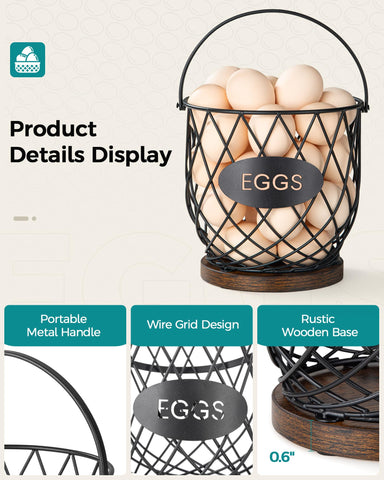 Banawey cesta para huevos con diseño de malla metálica para enfriar.