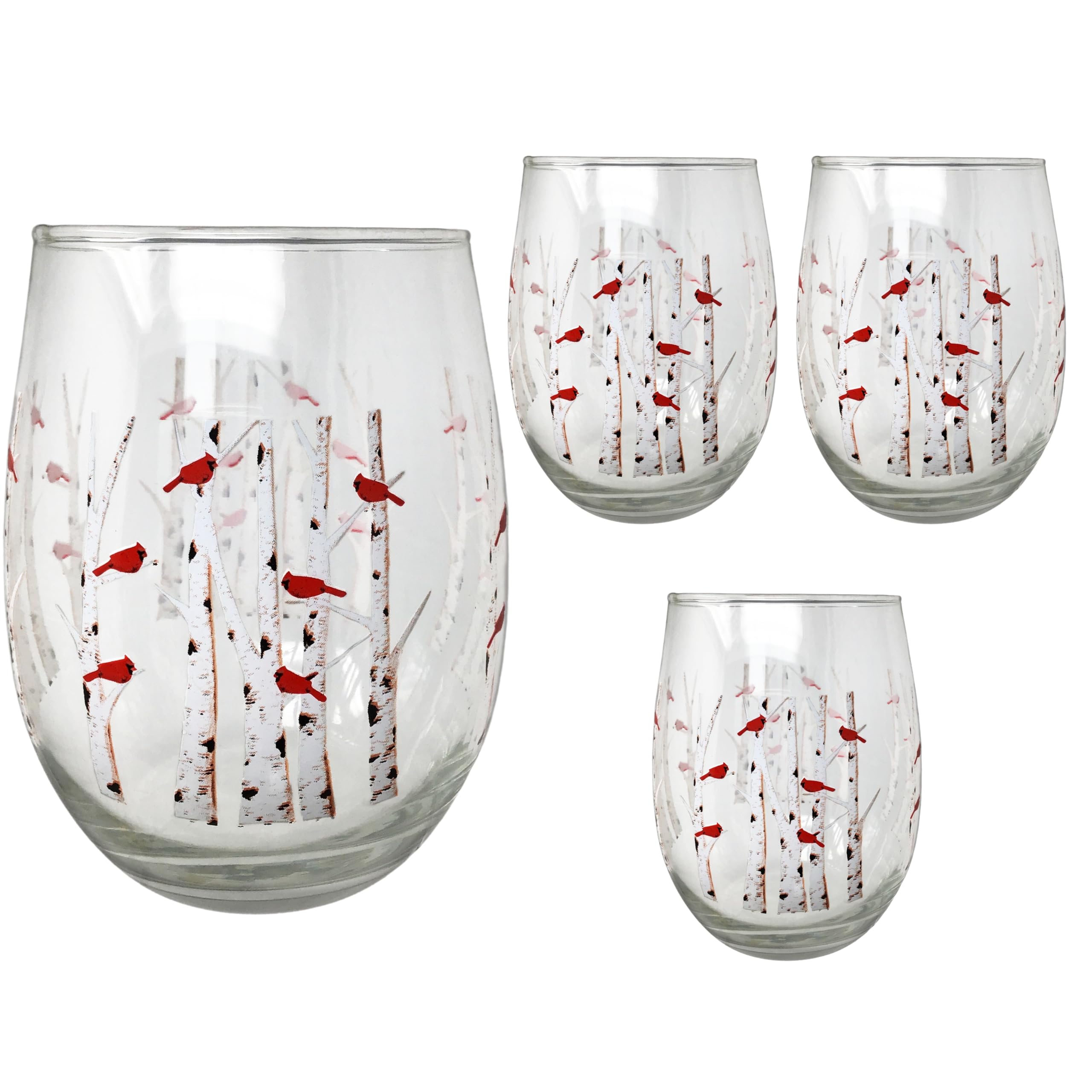 Copa BANBERRY DESIGNS con cardenales en abedules blancos, ideal para regalo navideño