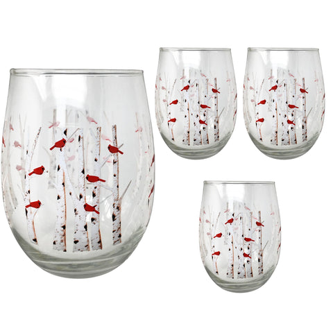 Copa BANBERRY DESIGNS con cardenales en abedules blancos, ideal para regalo navideño