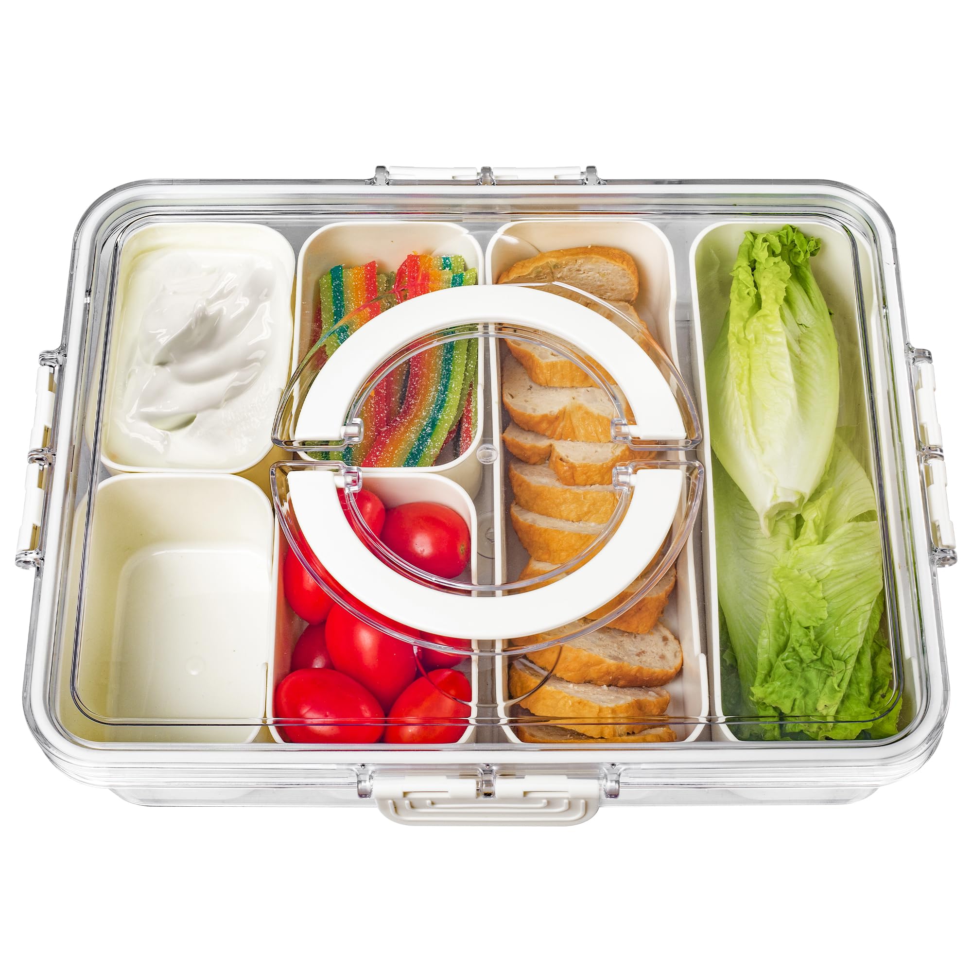 Bandesun bandeja dividida con tapa, ideal para ordenar aperitivos con organización.