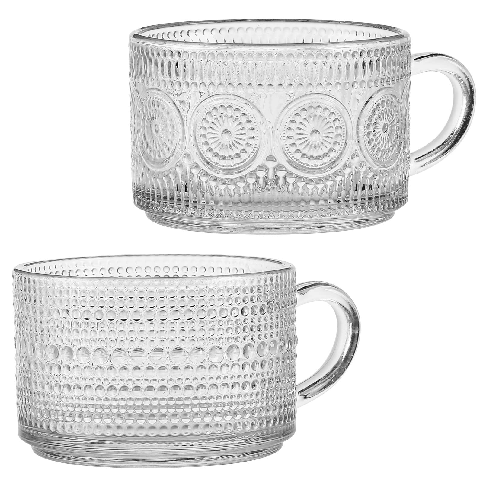 Bandesun tazas vintage de cristal con asas, perfectas para café caliente.