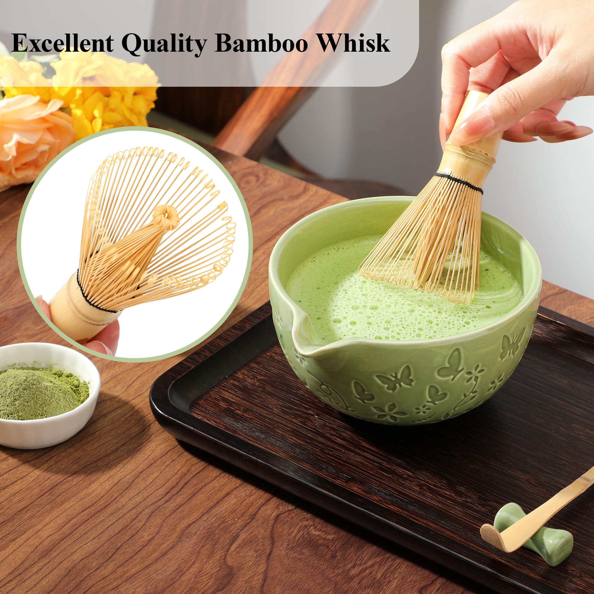 Bandiction cuchara de bambú para matcha, medición precisa y uso cómodo.
