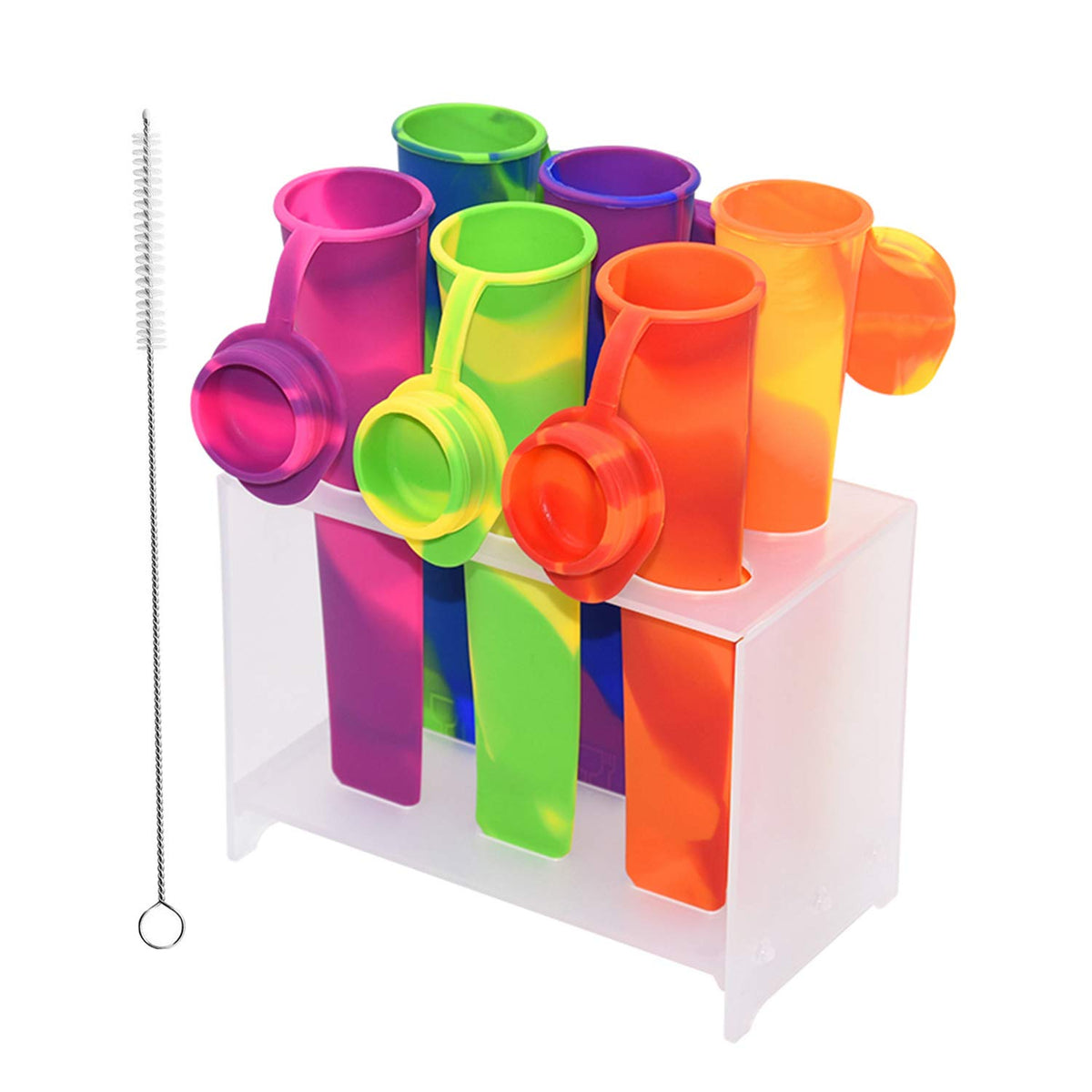 Bangp moldes para paletas de silicona con tapas y colores brillantes para meriendas