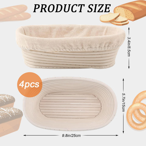 Banneton oval de 10 pulgadas con rattan natural para fermentación uniforme.