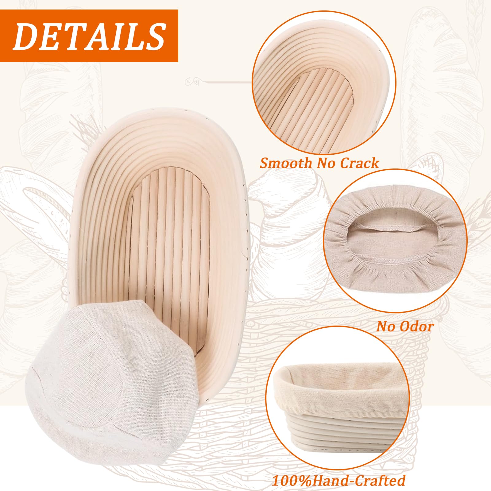 Banneton oval de 10 pulgadas, regalo ideal para panaderos caseros.