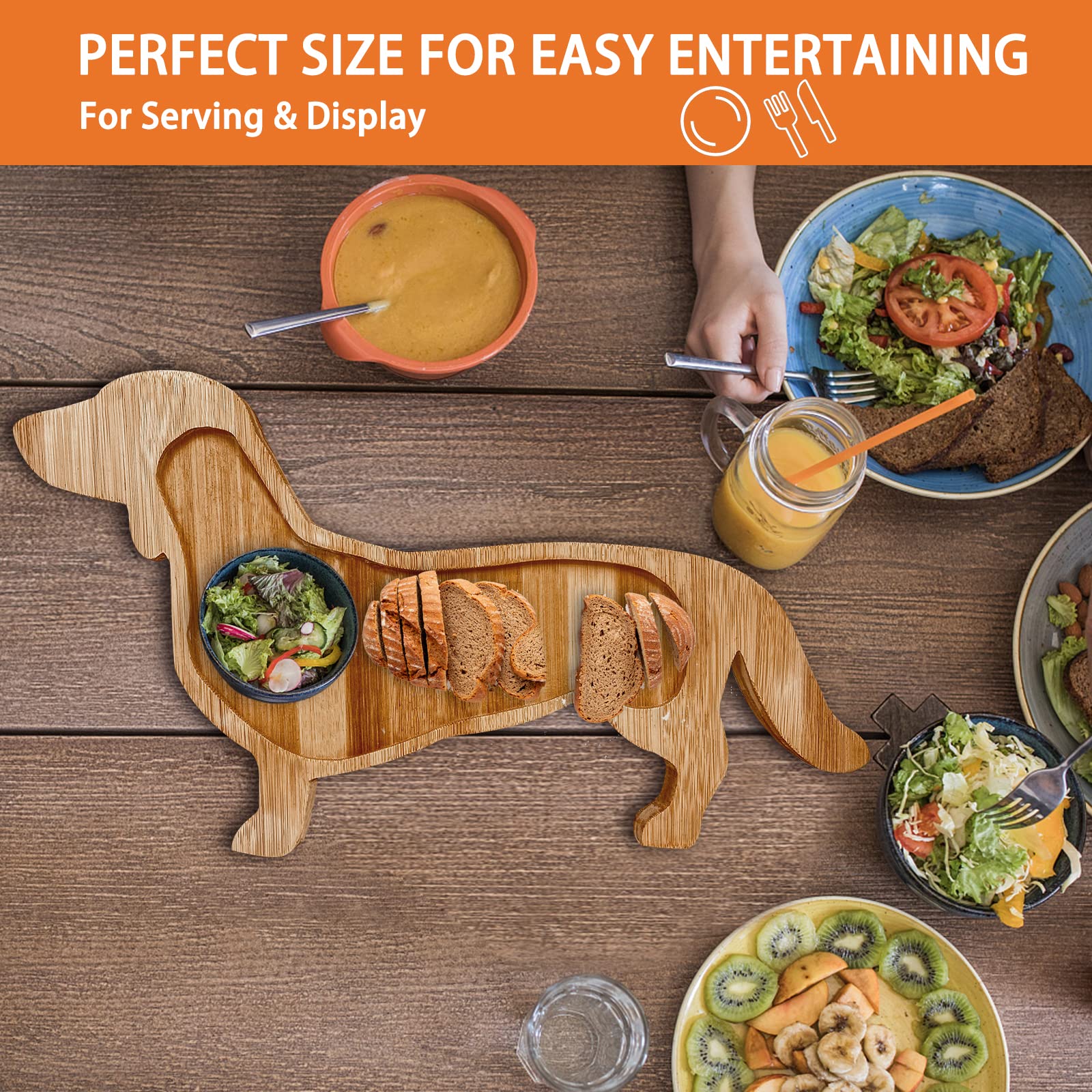 Bantlou bandeja quesos dachshund, diseño duradero para fiestas y eventos.