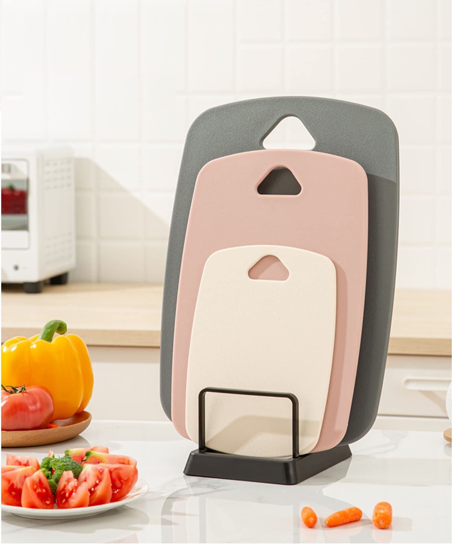 BanYakong tabla para carne rosa, agarre cómodo para cortar piezas.