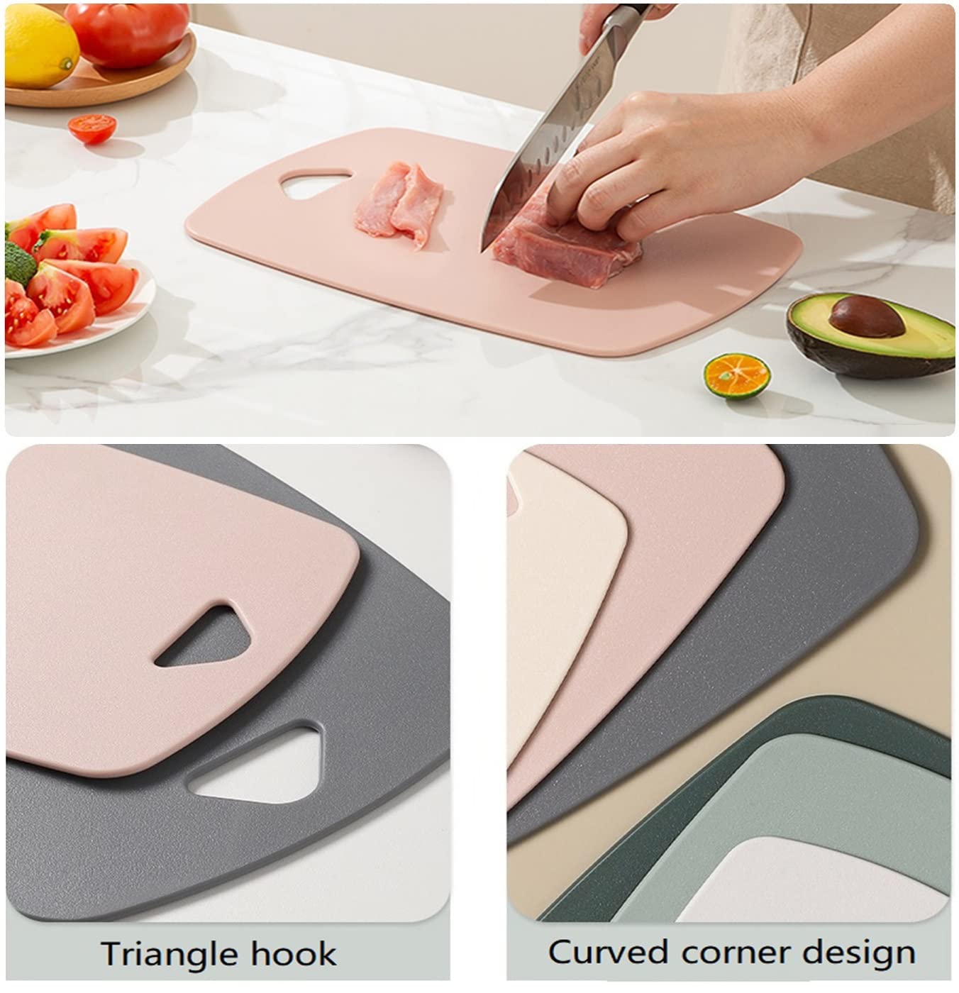 BanYakong tablas rosa con mango ergonómico, manejo cómodo.