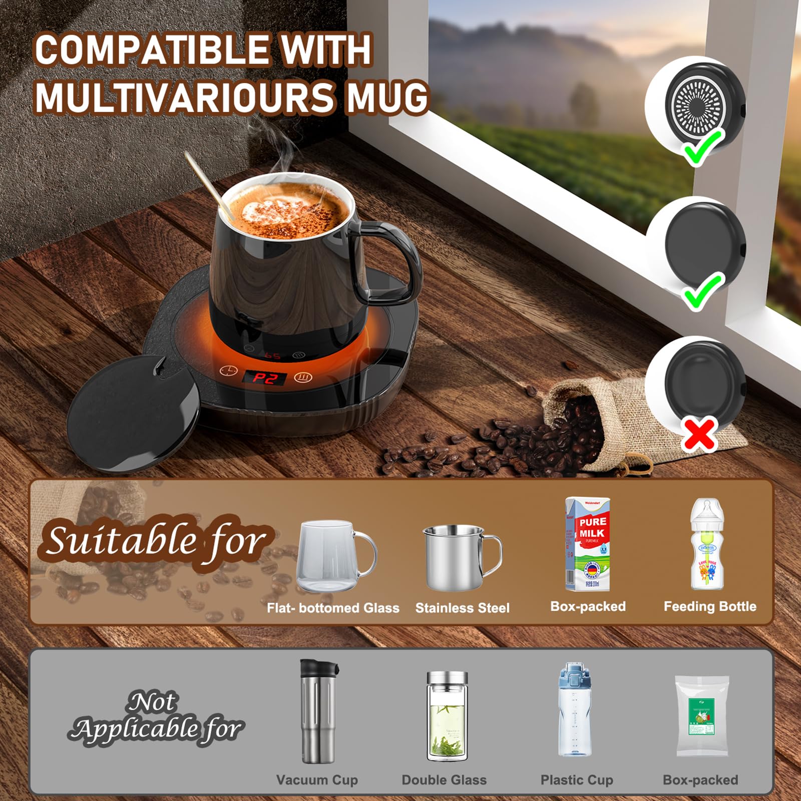 BAPOLE dos-ajustes-de-temperatura para café, té o chocolate caliente.