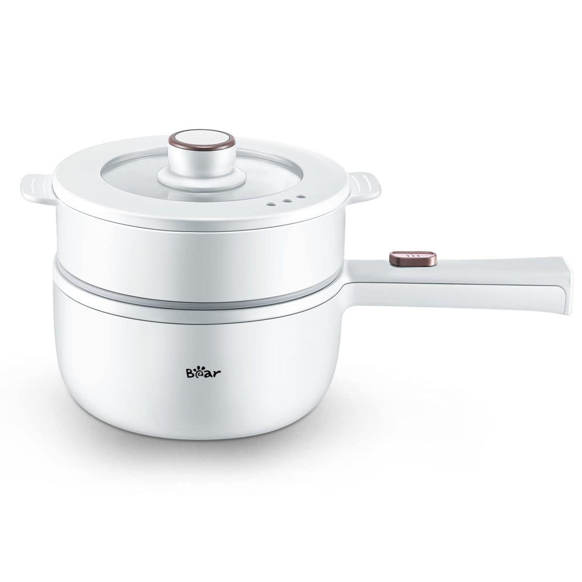 Bar Bear olla eléctrica 1,6 L con vaporera para cocinar al vapor.