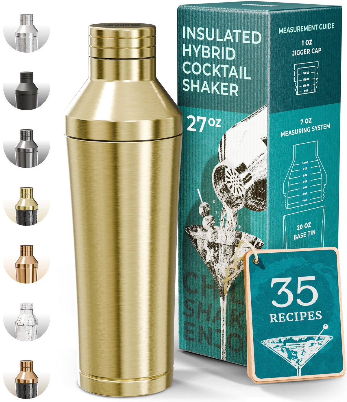 Bare Barrel coctelera aislada de oro con doble pared para bebidas más frías