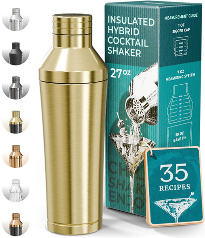 Bare Barrel coctelera aislada de oro con doble pared para bebidas más frías