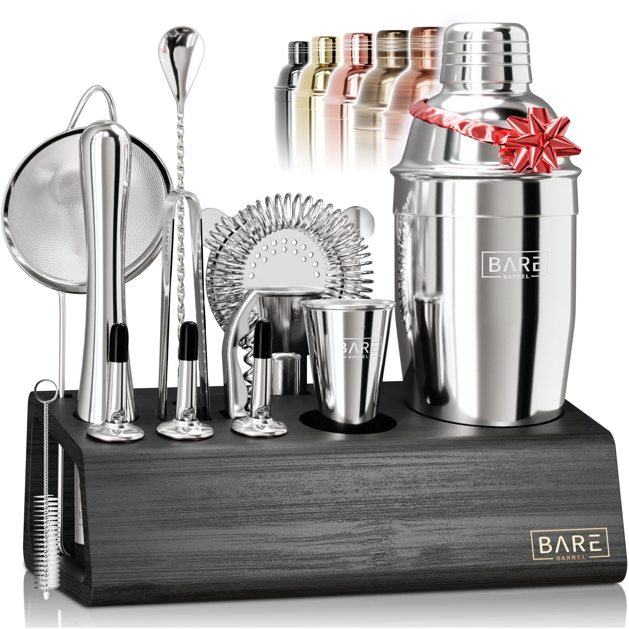 Kit de mixología Bare Barrel de 14 piezas para cocteles en casa.