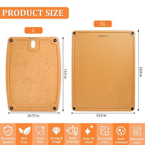 Barenthal tabla doble cara con surco para jugos, versátil para frutas y carnes.