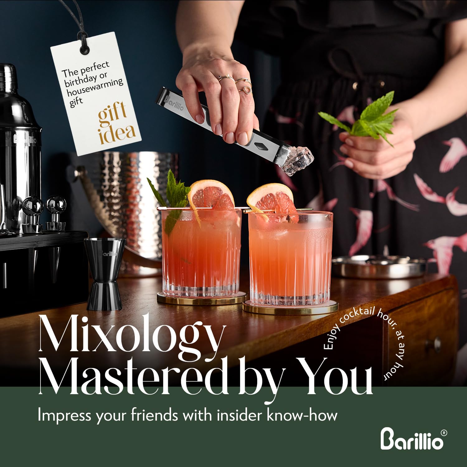 Barillio coctelera acero inoxidable, mezcla precisa para tus cocteles en casa.