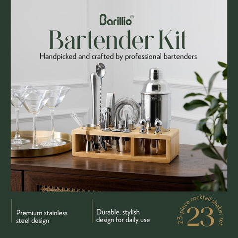 Barillio coctelera acero inoxidable para mezclar bebidas con estilo.