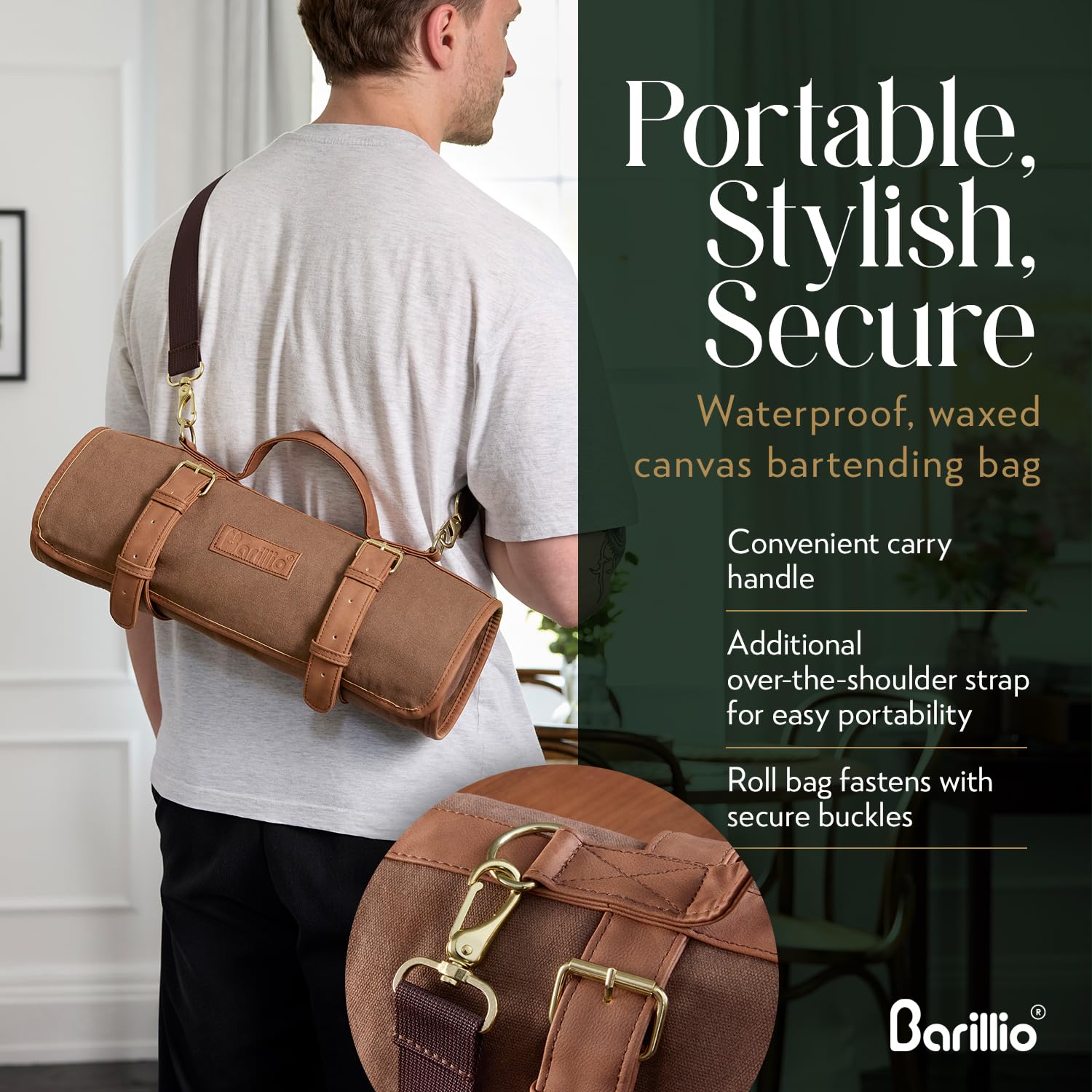 Barillio diseño duradero con lona encerada, protección para utensilios