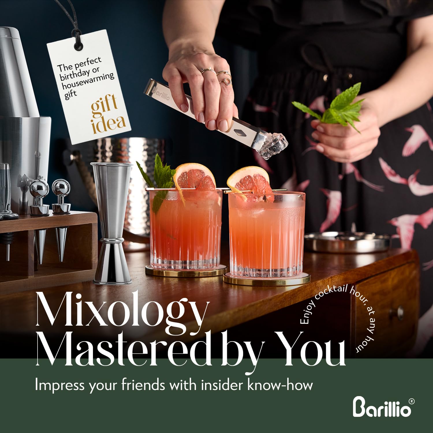 Barillio doble medidor: precisión para cocteles consistentes.