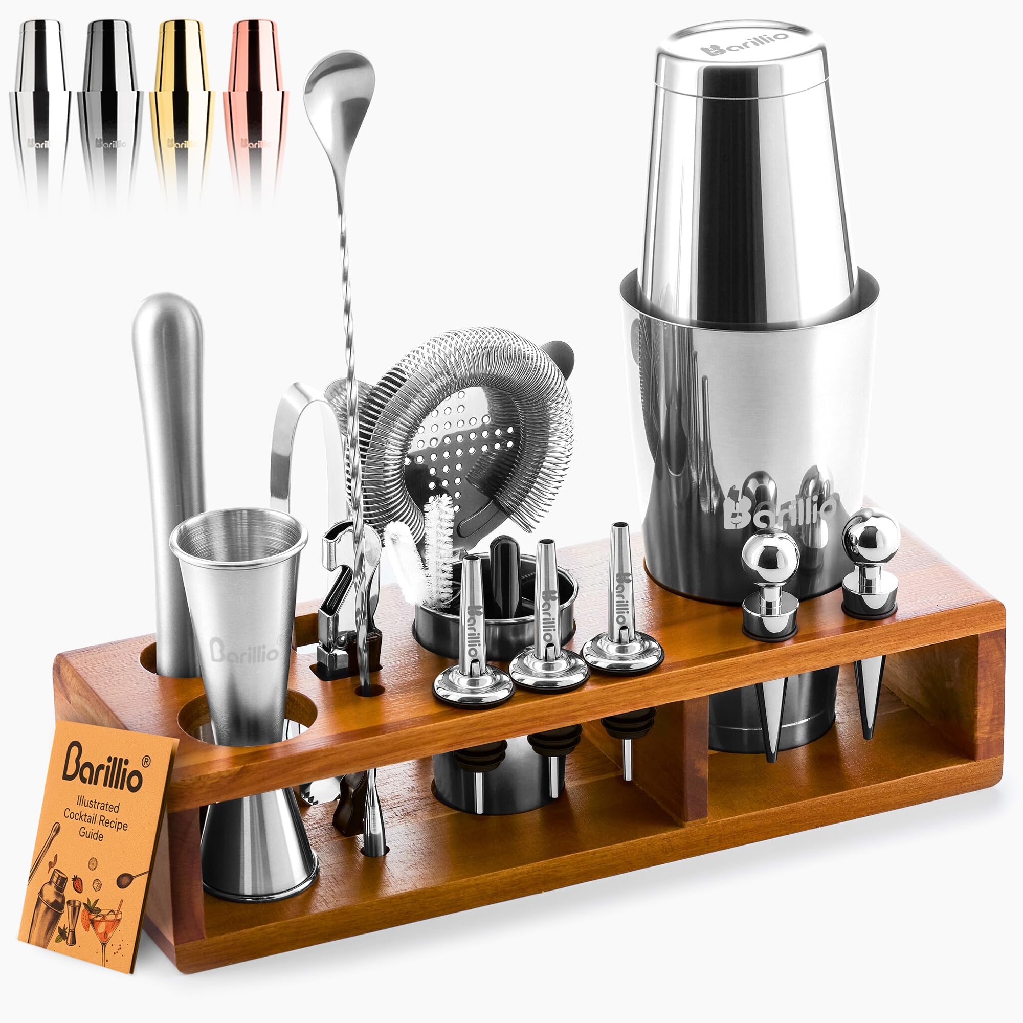 Barillio kit de coctelería: base de acacia para un conjunto elegante y organizado.