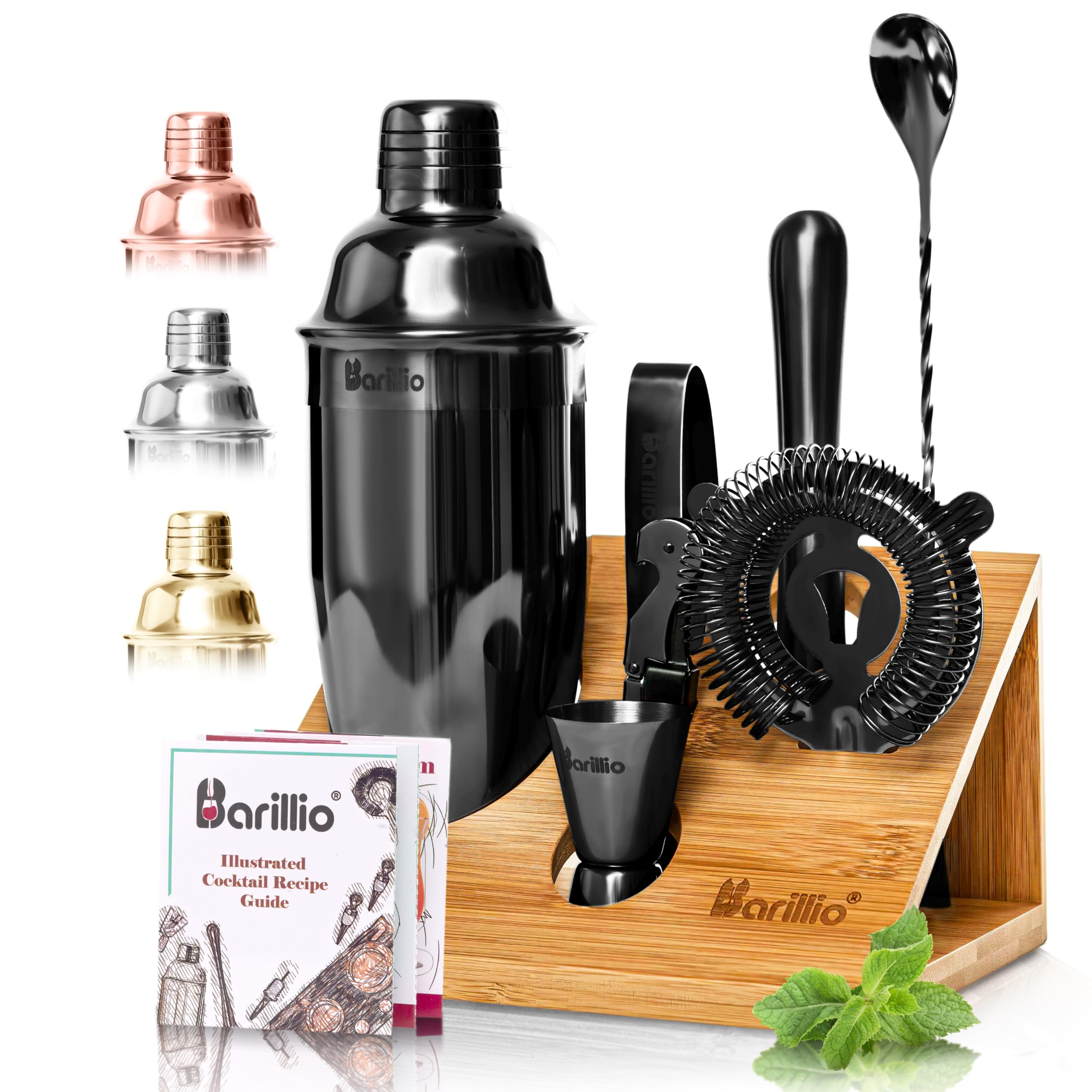 Barillio shaker de cócteles negro para mezclar en casa.