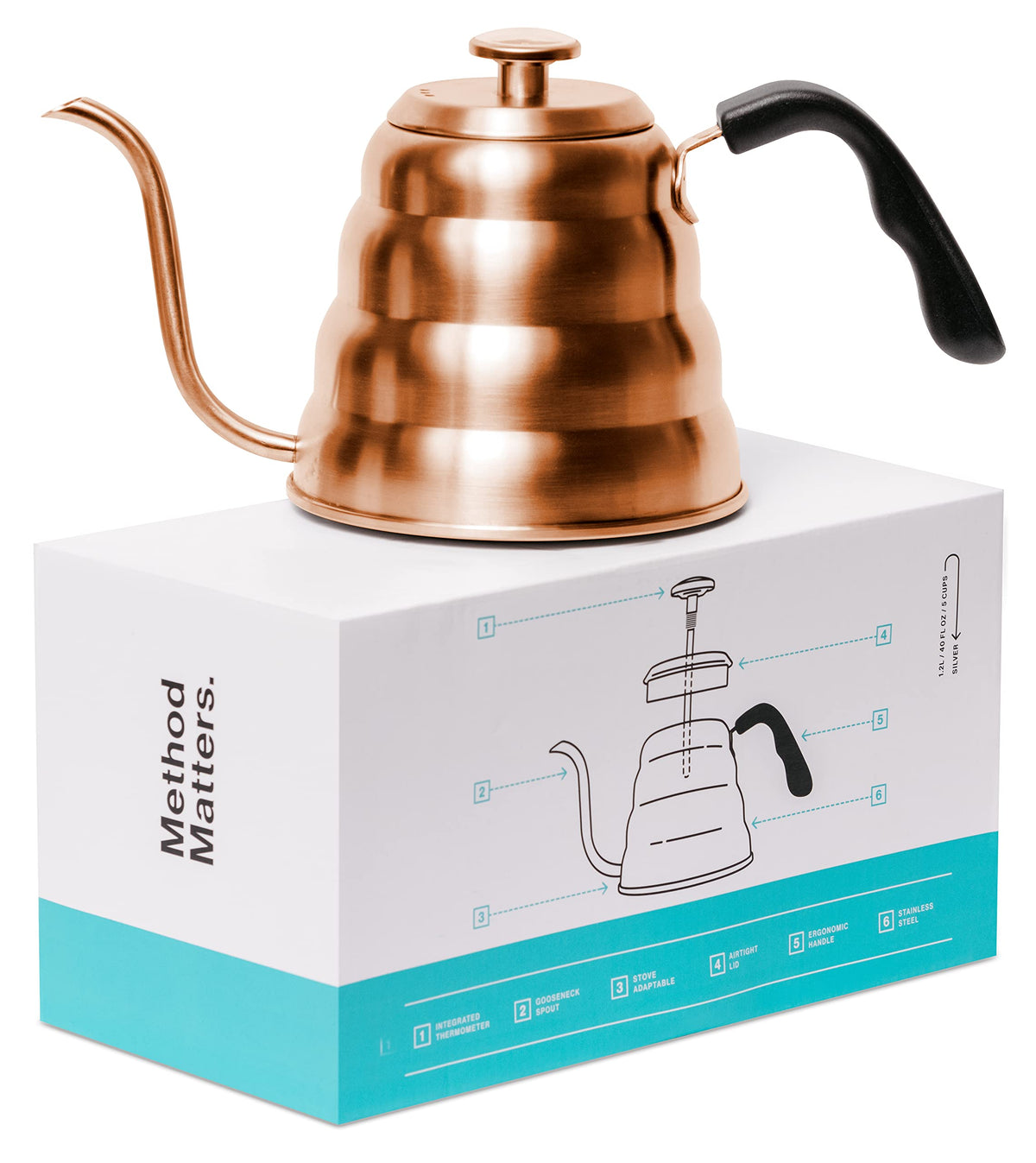 Barista Warrior hervidor de cobre con cuello de cisne para verter con control