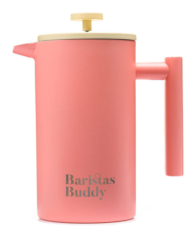 BaristasBuddy Prensa Francesa Rosa Regalo Perfecto, para amantes del café con estilo.