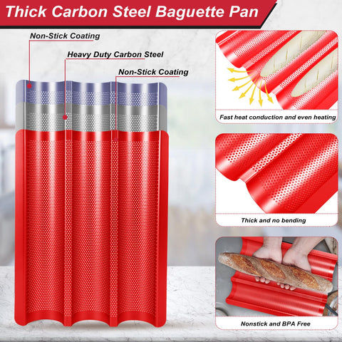 Barlket bandeja baguette diseno-onda-3: mantiene forma uniforme durante horneado
