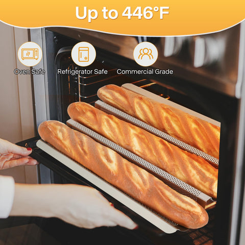 Barlket Molde baguette para altas temperaturas, hornea de forma uniforme.