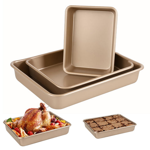 Barlket moldes profundos rectangulares de 9-11-13 pulgadas, fácil desmoldeo para pasteles grandes