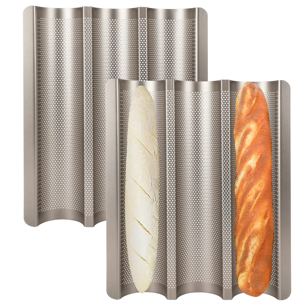 Barlket pan baguette de 3 tramos en oro para hornear crujiente