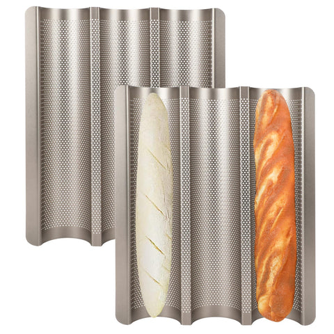 Barlket pan baguette de 3 tramos en oro para hornear crujiente