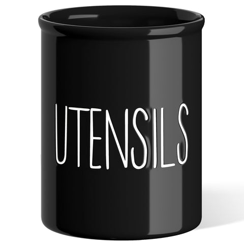 Barnyard Designs porta utensilios en cerámica negra para encimera