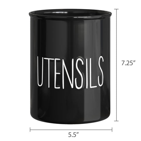 Barnyard Designs porta-utensilios de cerámica con acabado elegante francés
