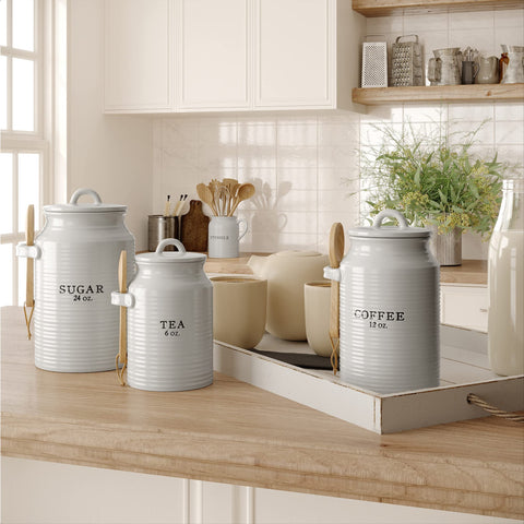 Barnyard Designs jarras cerámicas para café, té y azúcar con estilo
