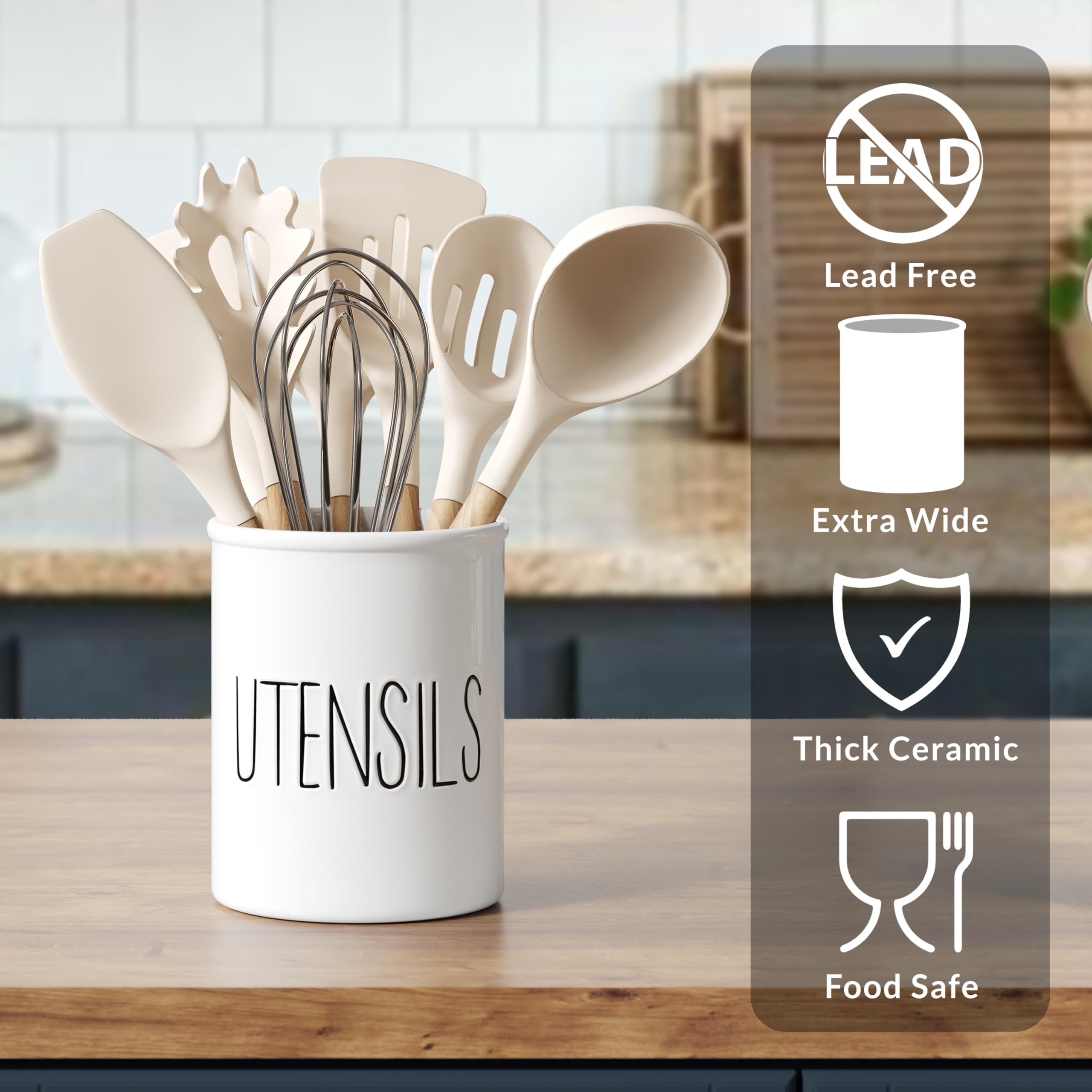 Porta-utensilios Barnyard Designs con gran capacidad para cucharas y espátulas.