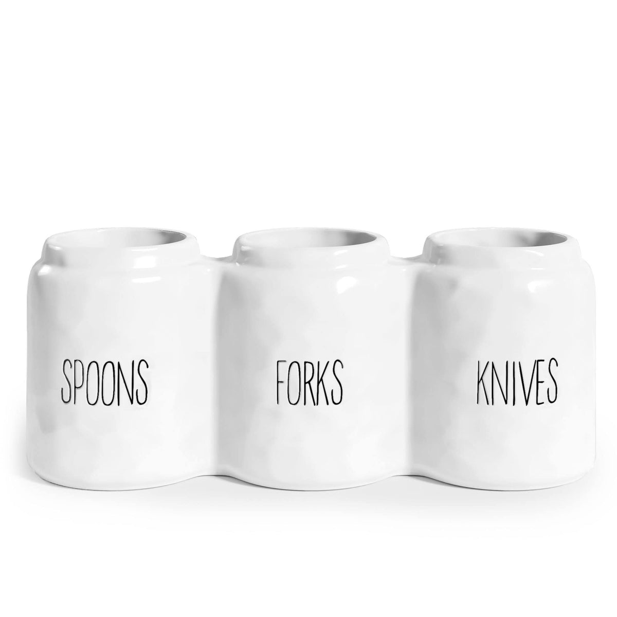 Barnyard Designs portacubiertos ceramico blanco, ideal para encimera y servicio diario.