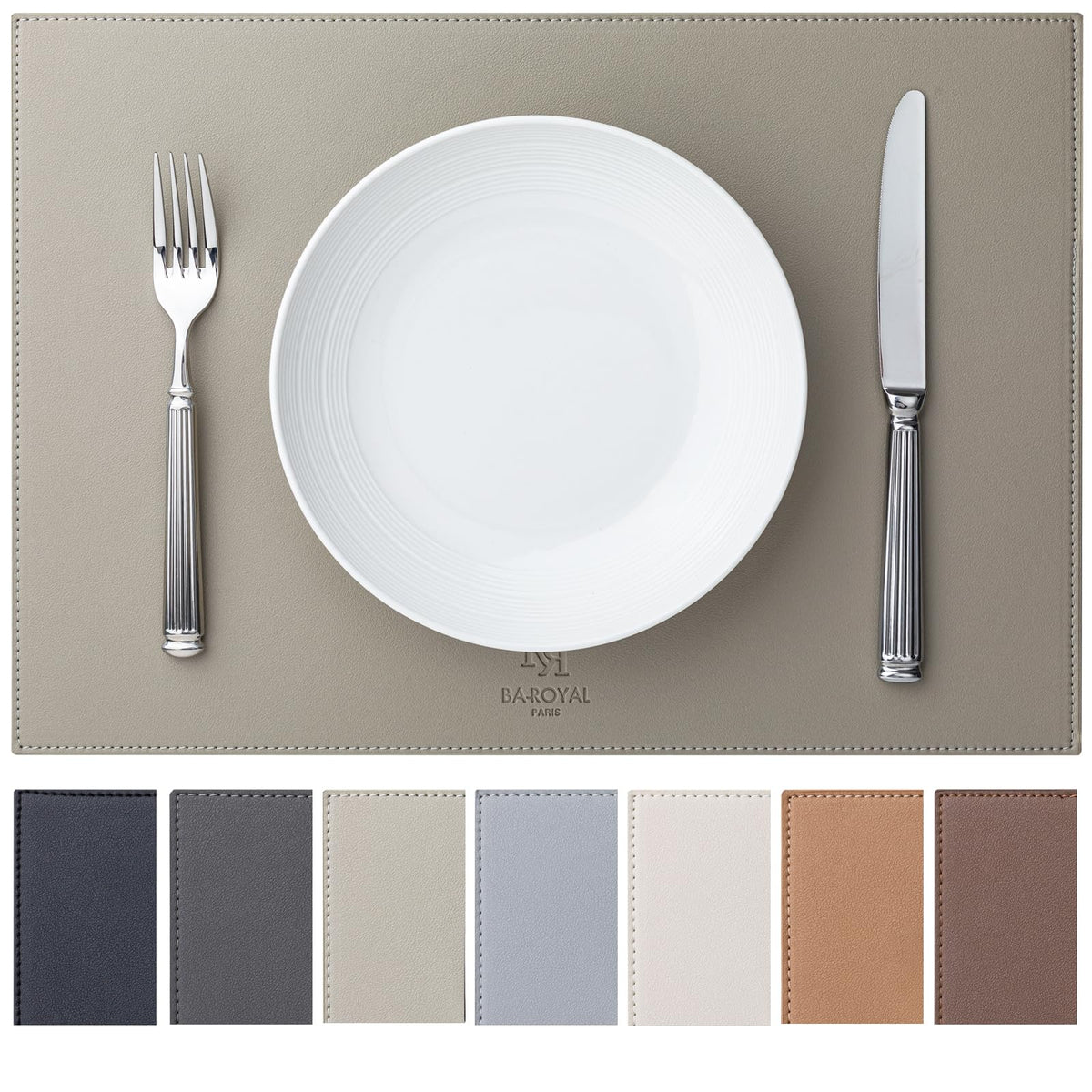 Baroyal mantel de cuero sintético en Almendra-Abedul, protección elegante para la mesa diaria