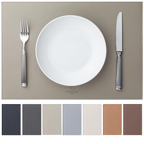 Baroyal mantel de cuero sintético en Almendra-Abedul, protección elegante para la mesa diaria