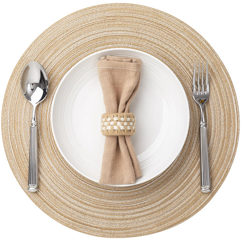 BARoyal manteles redondos beige con trenzado, para una mesa elegante