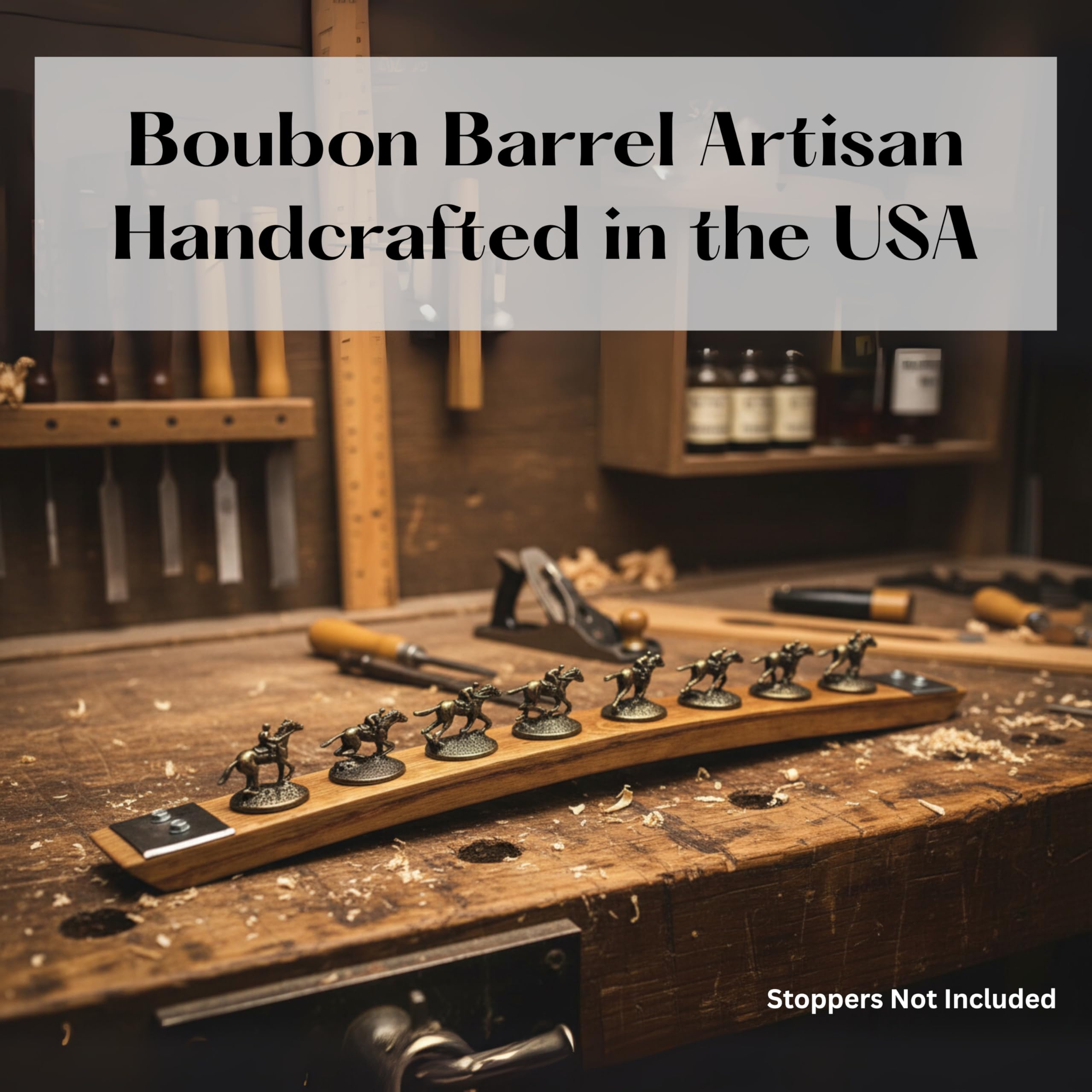 Barrel-Art display para 8 tapas Blanton’s, ajuste preciso y ordenado.