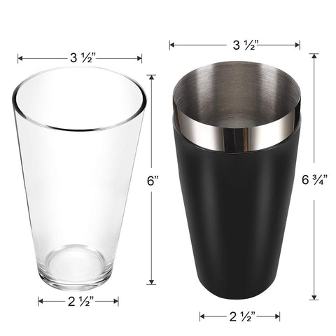 BARsics Coctelera Boston de vidrio 16oz para bebidas frías