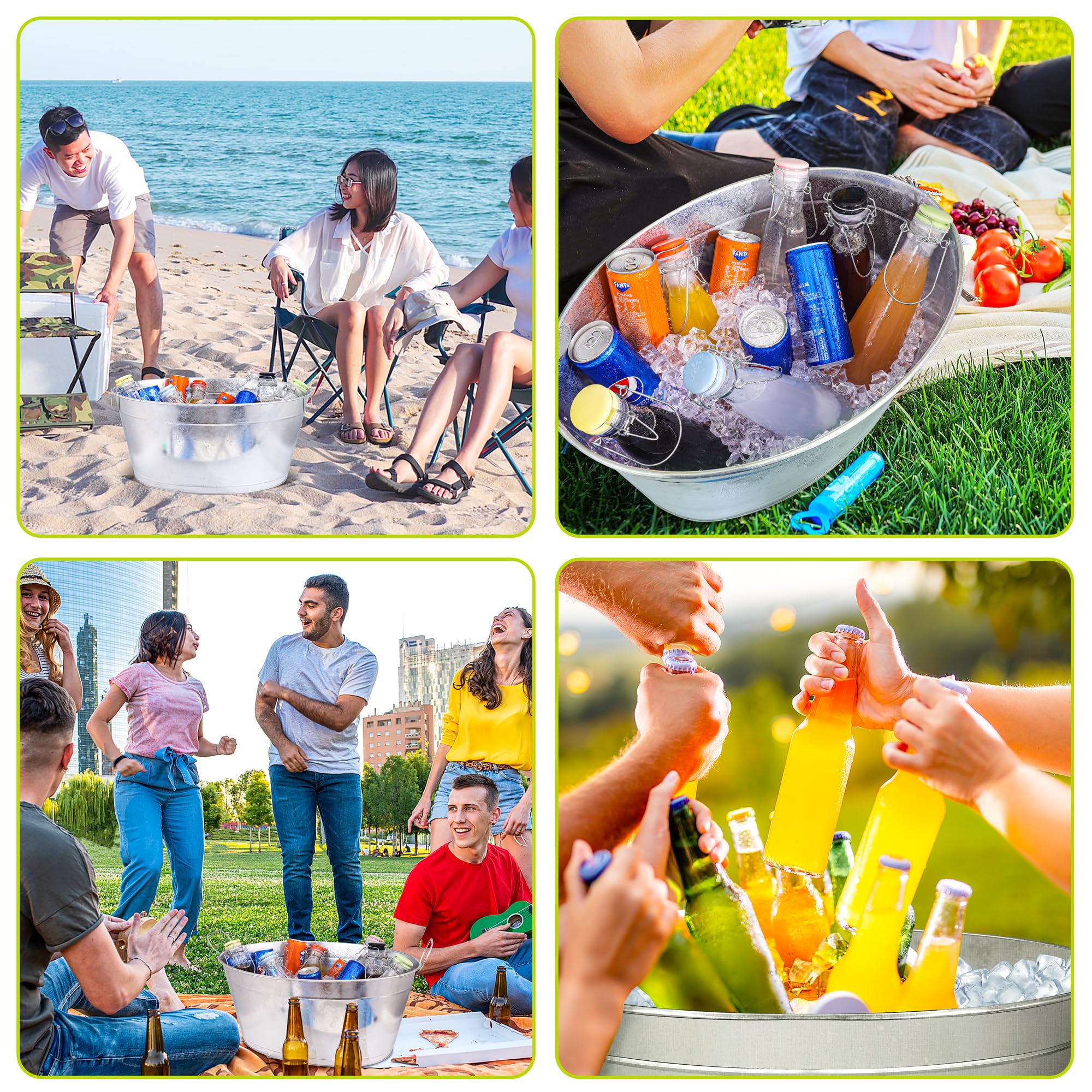 BARsics tina para bebidas galvanizada, juego de 2, ideal para grandes eventos