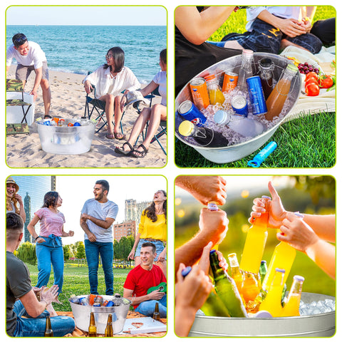 BARsics tina para bebidas galvanizada, juego de 2, ideal para grandes eventos