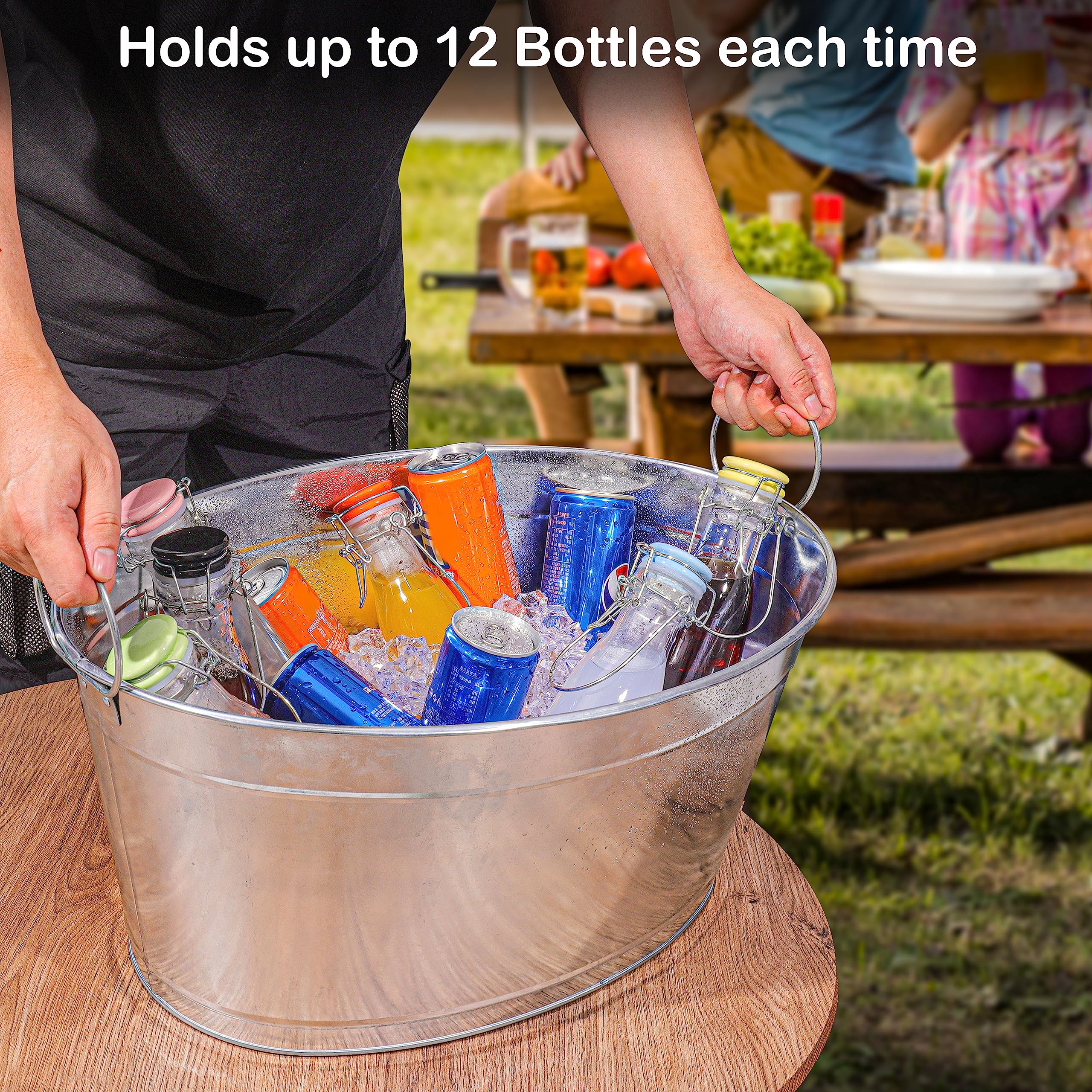BARsics tina para bebidas galvanizada, ideal para snacks y bebidas en cualquier evento