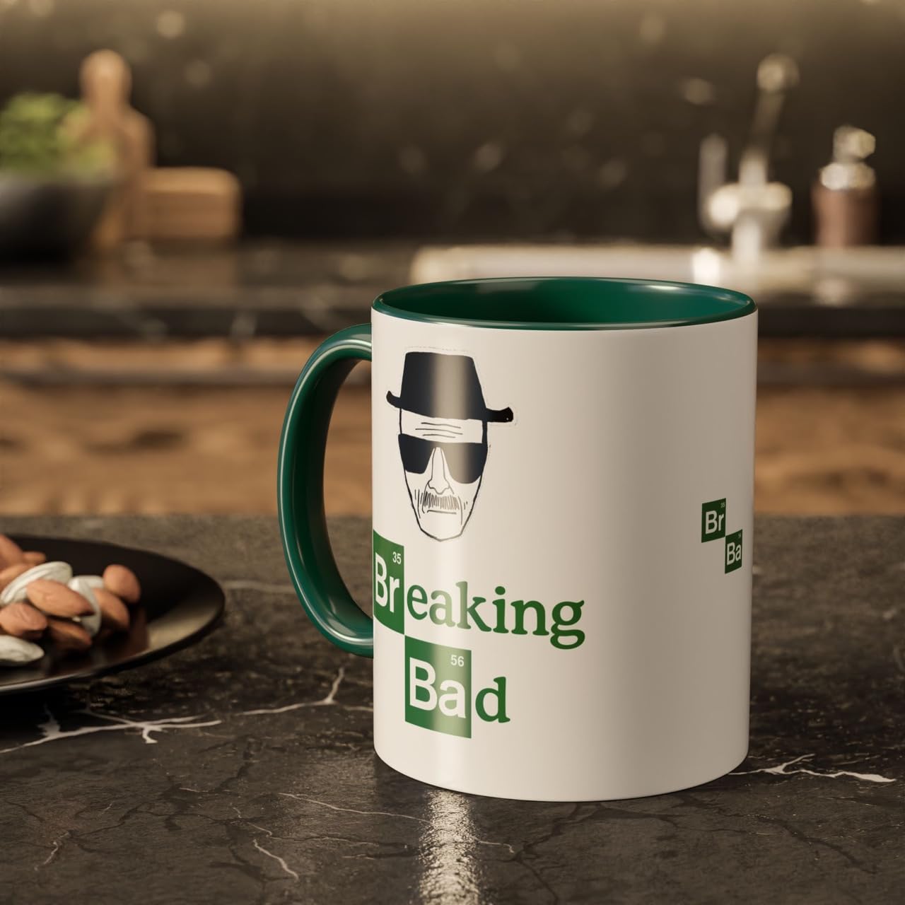 Taza BARTME DESIGN Breaking Bad 11oz detalle de color verde y brillo