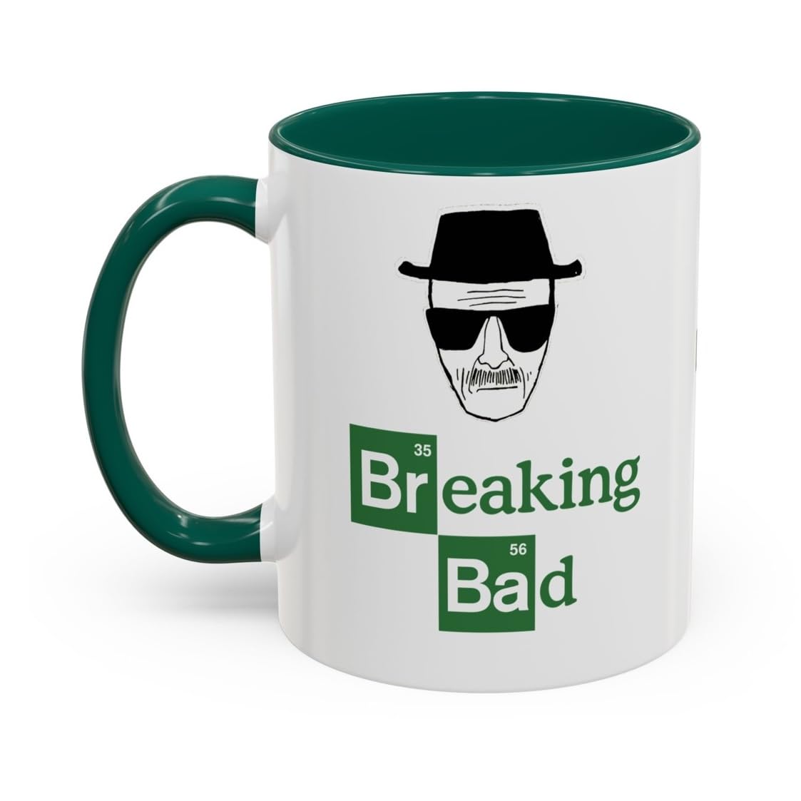 Taza BARTME DESIGN Breaking Bad 11oz frente con acabado brillante verde