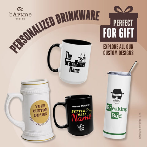 Manos sosteniendo taza BARTME DESIGN Breaking Bad para café