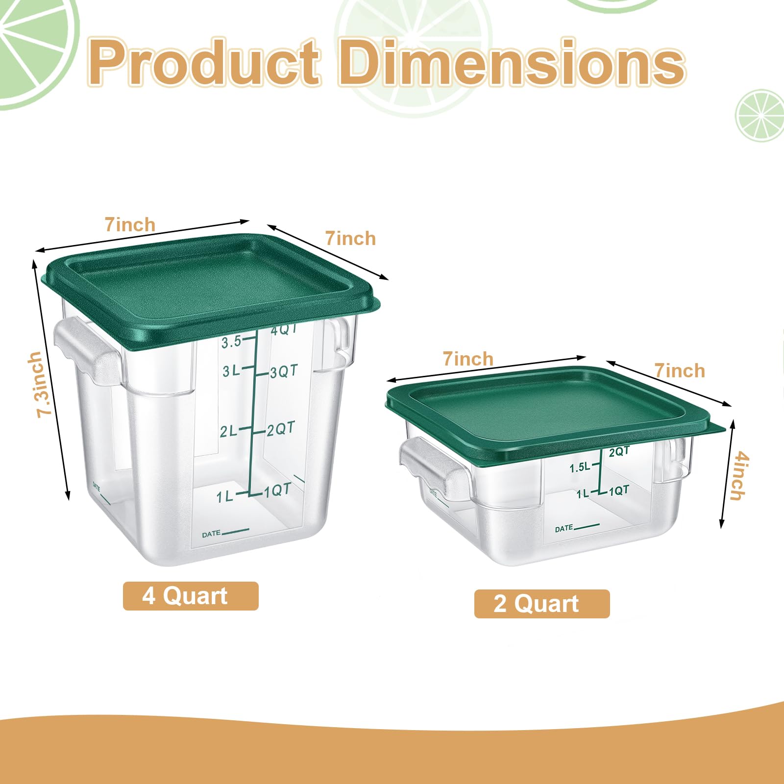 Cubo Barydat de 4qt con tapa verde, ideal para masas grandes.