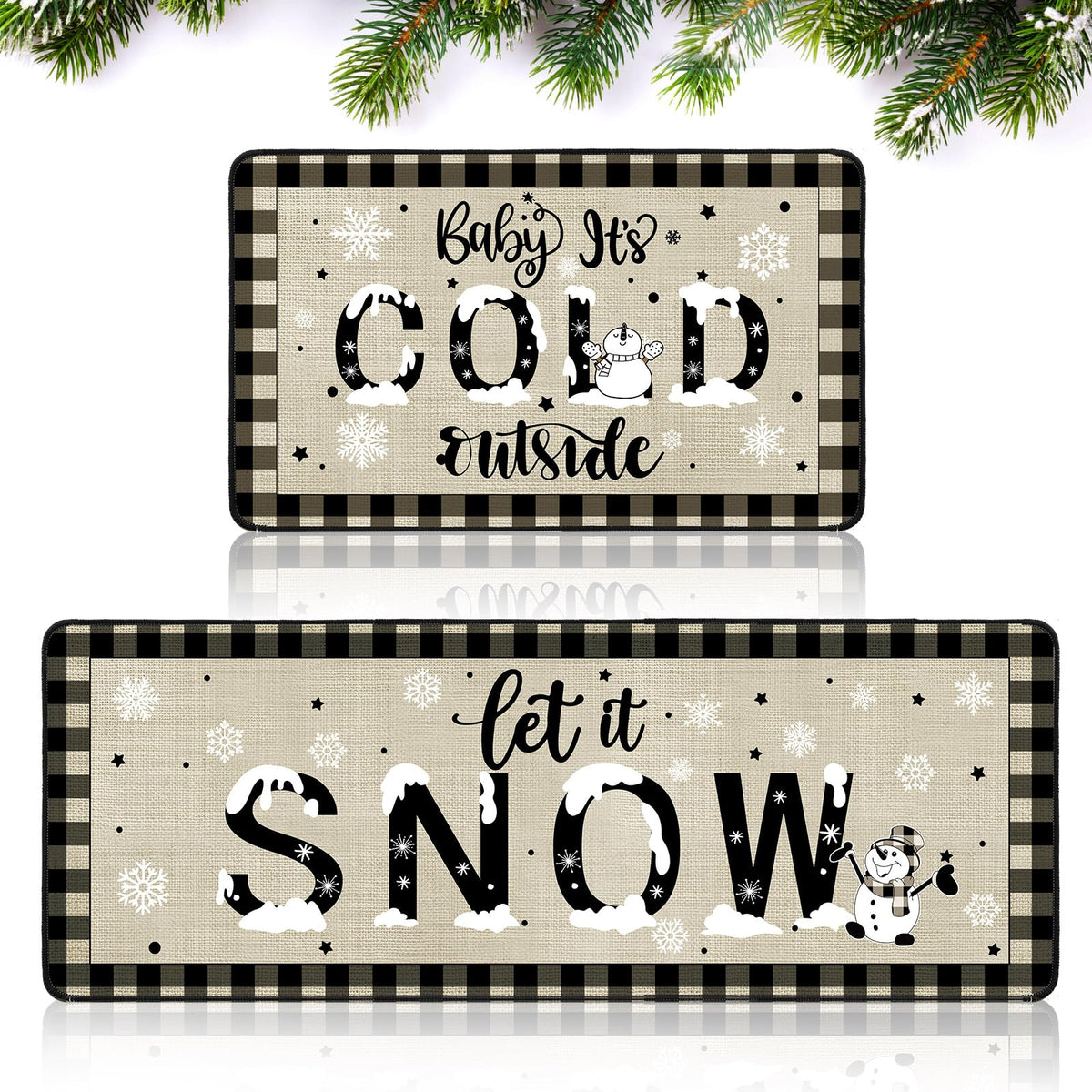 Let It Snow de Barydat, alfombra de cocina grande con muñeco de nieve, suave y absorbente.