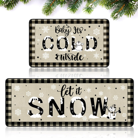 Let It Snow de Barydat, alfombra de cocina grande con muñeco de nieve, suave y absorbente.